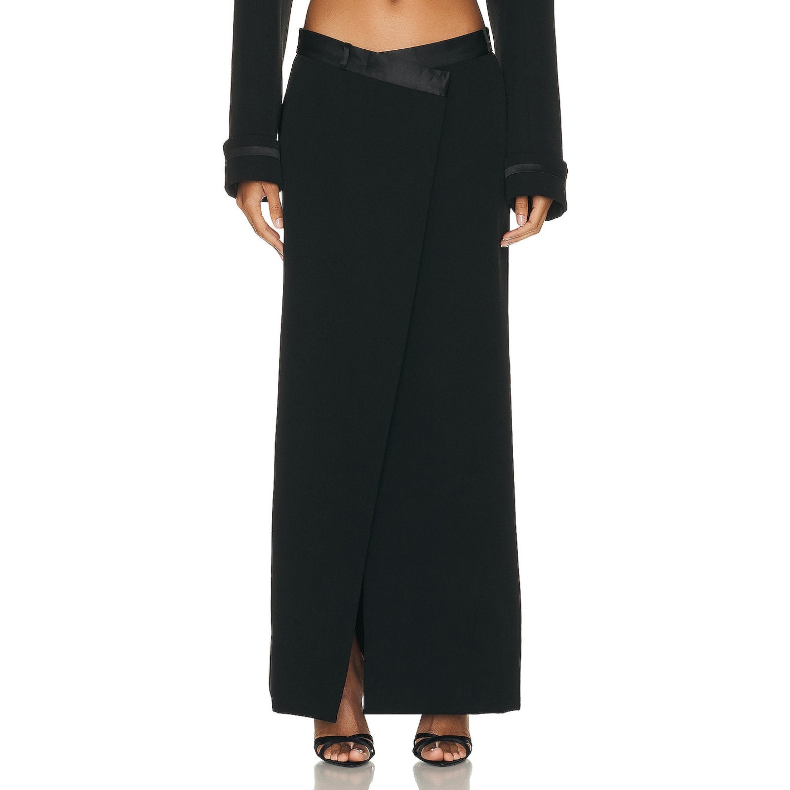 Simkhai Satin Black Clarisse Maxi Skirt Size 6 Nwt